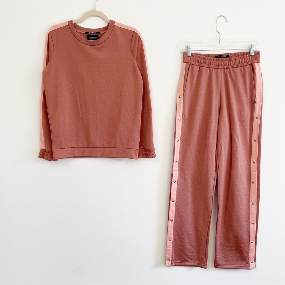 MAISON SCOTCH & SODA track suit set salmon pink tear away snap lounge athleisure